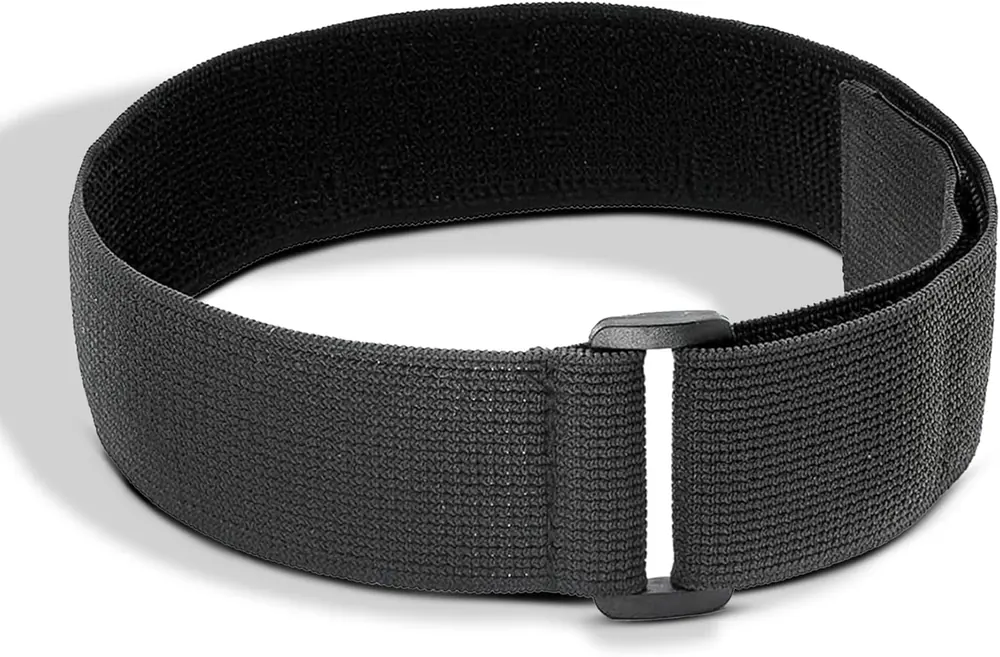 Black 1.5 inch elastic kneeboard strap with hook-and-loop closure